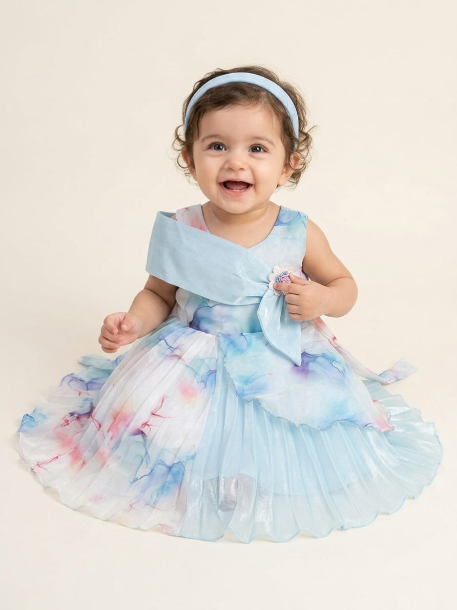 pastel watercolor print satin party kids frock pastel watercolor print satin party kids frock