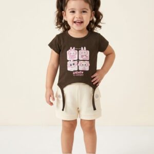 bold n elegant cotton cute cartoon printed half sleeve t shirt and shorts