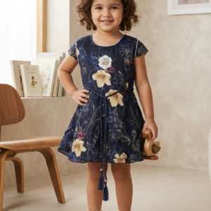 cutiekins mandarin printed flared dress