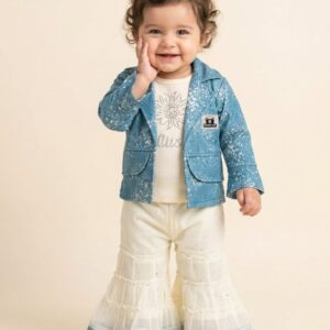 girls denim koti and palazzo set