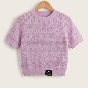 eyelet hollow pattern knitted top