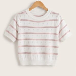 girls pointelle knit regular fit top