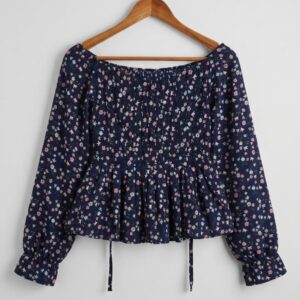 women black floral print sweetheart neck georgette crop top