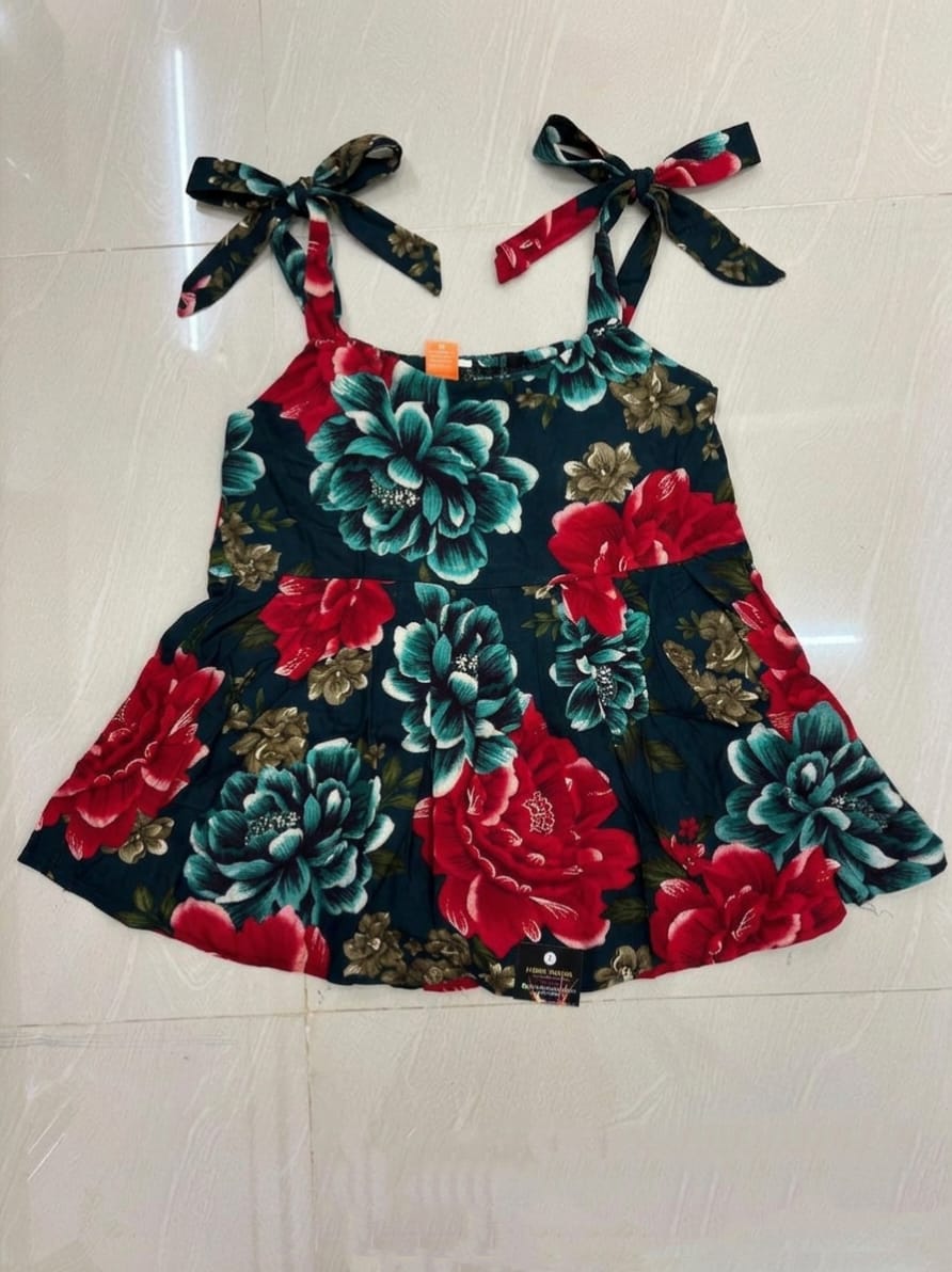 poplin woven sleeveless tiered top with floral print poplin woven sleeveless tiered top with floral print