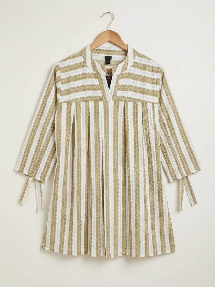 multi colored striped casual three quarter sleeves mandarin collar women loose fit top multi colored striped casual three quarter sleeves mandarin collar women loose fit top