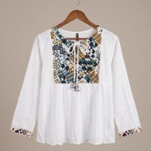 stylish bohemian printed white stylish top