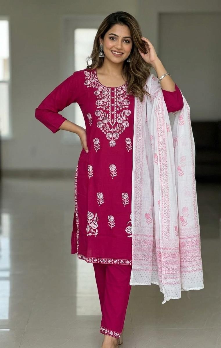 siril women's cotton blend straight fit straight chikankari kurti siril women's cotton blend straight fit straight chikankari kurti