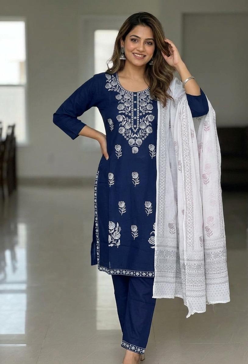siril women's cotton blend straight fit straight chikankari kurti siril women's cotton blend straight fit straight chikankari kurti