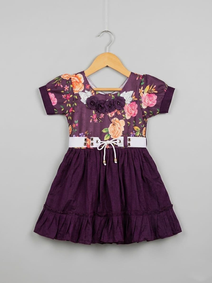 wish karo girls floral printed sleeveless tie ups detail satin fit & flare dress wish karo girls floral printed sleeveless tie ups detail satin fit & flare dress