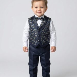 kids island boys blue solid full sleeves suit set