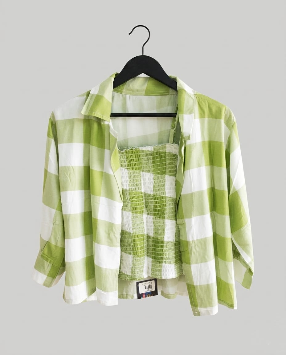 stylish girl's checked shirt collar multicolor top & tunics 2 pcs inner stylish girl's checked shirt collar multicolor top & tunics 2 pcs inner