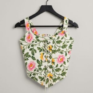 women's plus size corset floral sleeveless square neck vintage cropped tank top