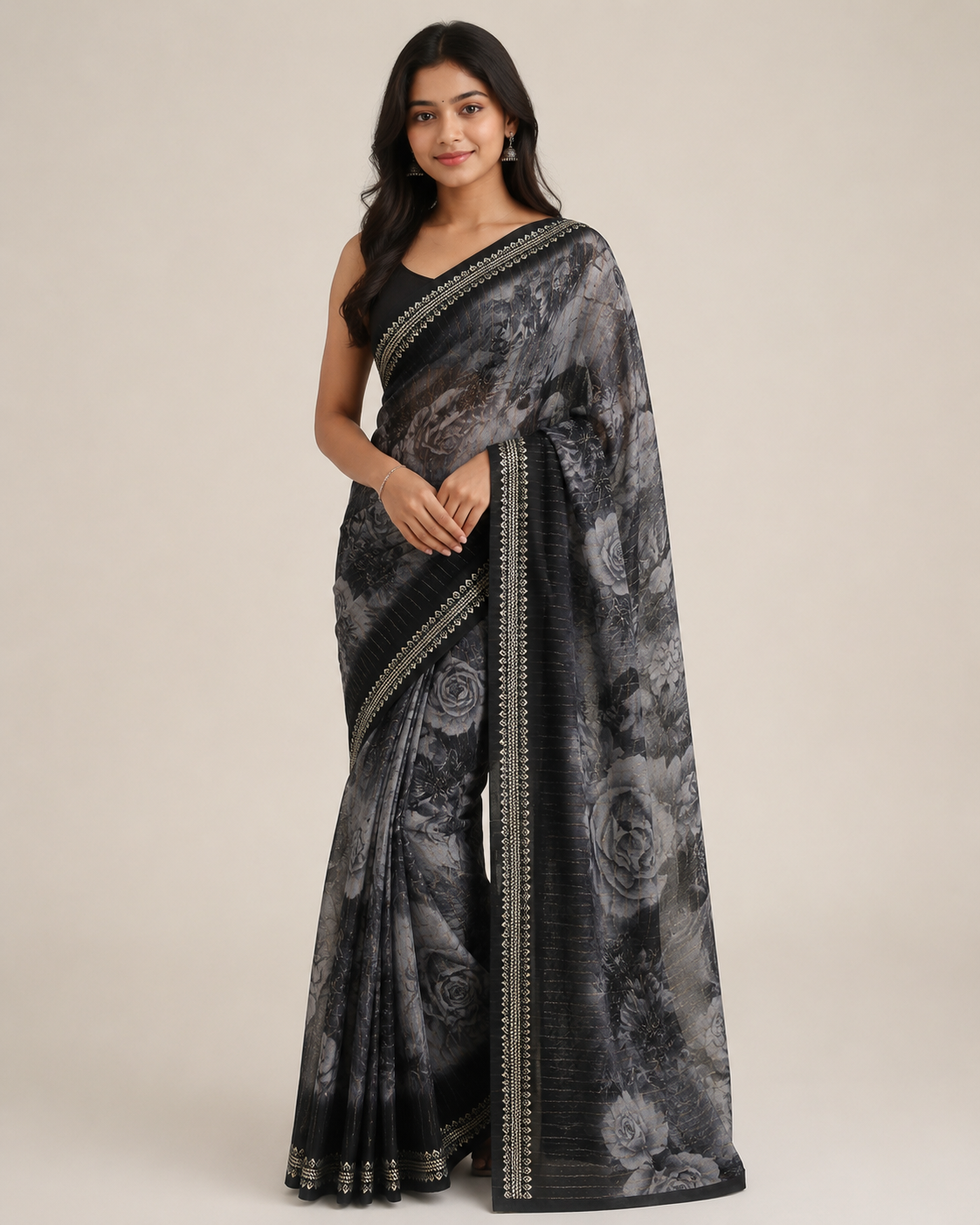 sanjana silk floral printed chiffon saree sanjana silk floral printed chiffon saree