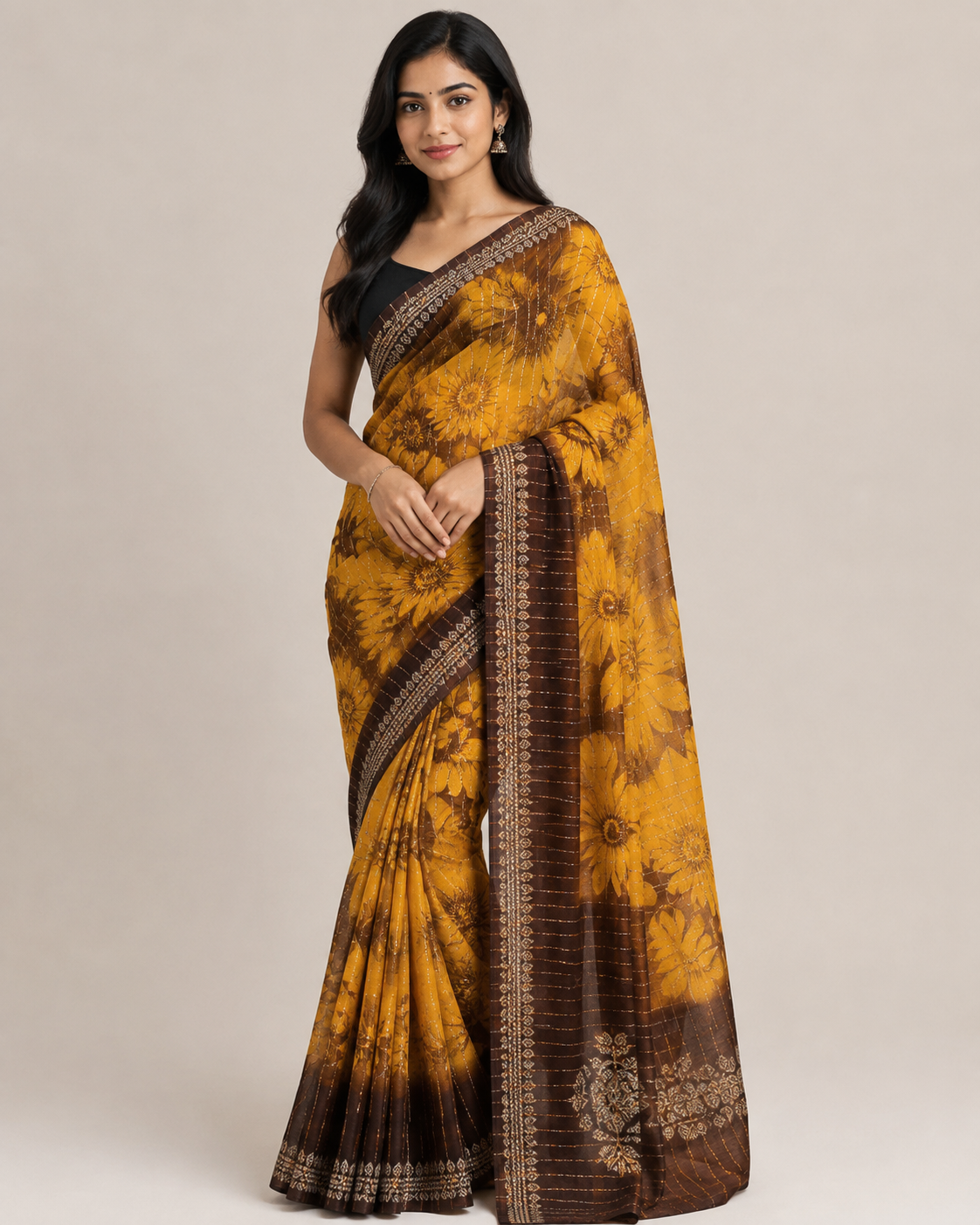 sanjana silk floral printed chiffon saree sanjana silk floral printed chiffon saree