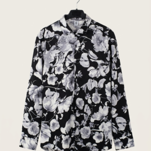 viscose men floral print slim fit shirt