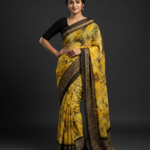 sanjana silk floral printed chiffon saree