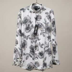 viscose men floral print slim fit shirt