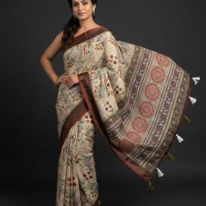 suta blooming flower cotton blend saree