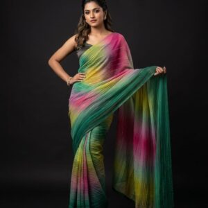 multicolored sequined saree