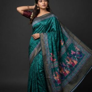 meena bazaar printed bollywood art silk saree