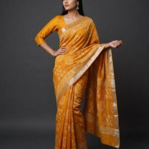 bandhani printed dola cotton saree