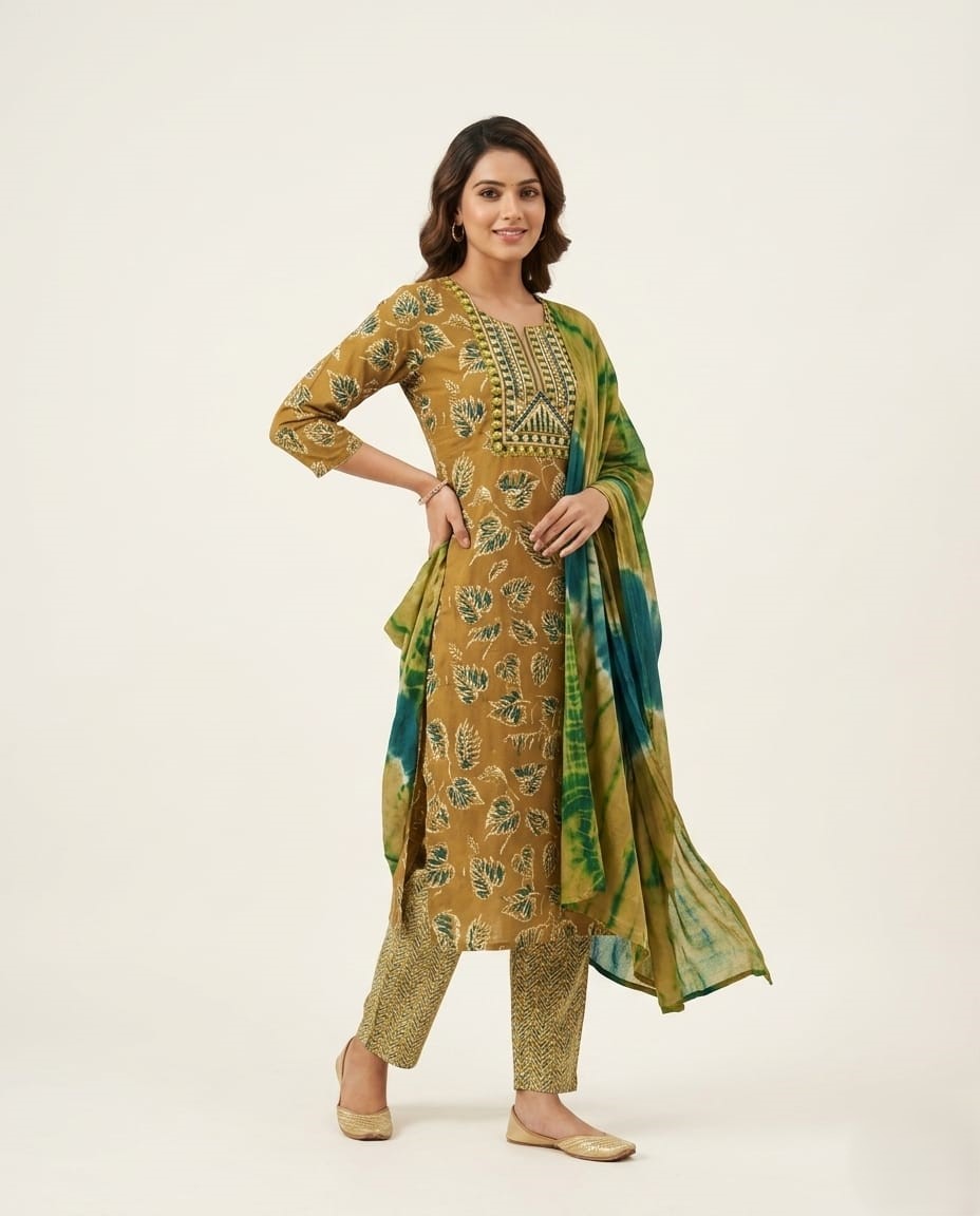 floral print kurta with embroidered neckline floral print kurta with embroidered neckline