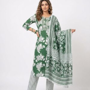 cotton floral print kurta set