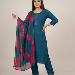 straight kurta with neckline embroidery