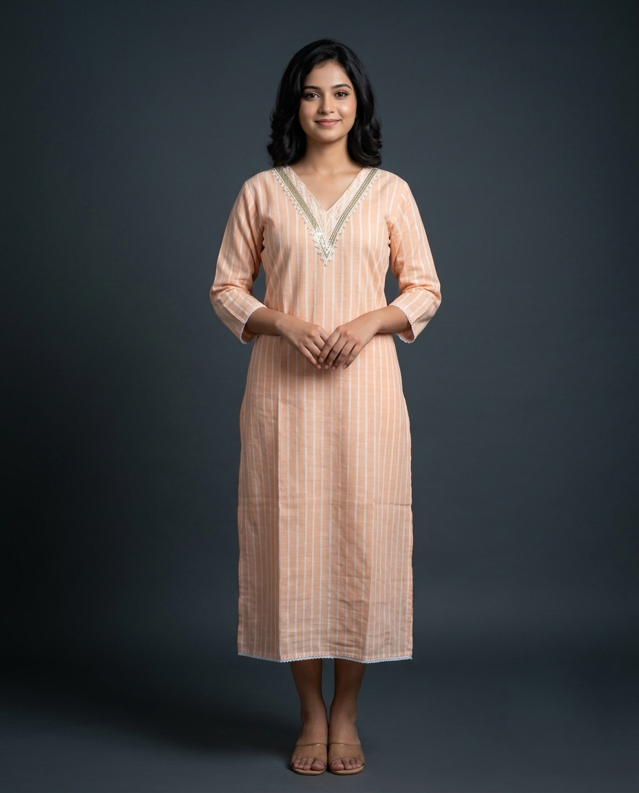 stripe embroidered cotton kurti stripe embroidered cotton kurti