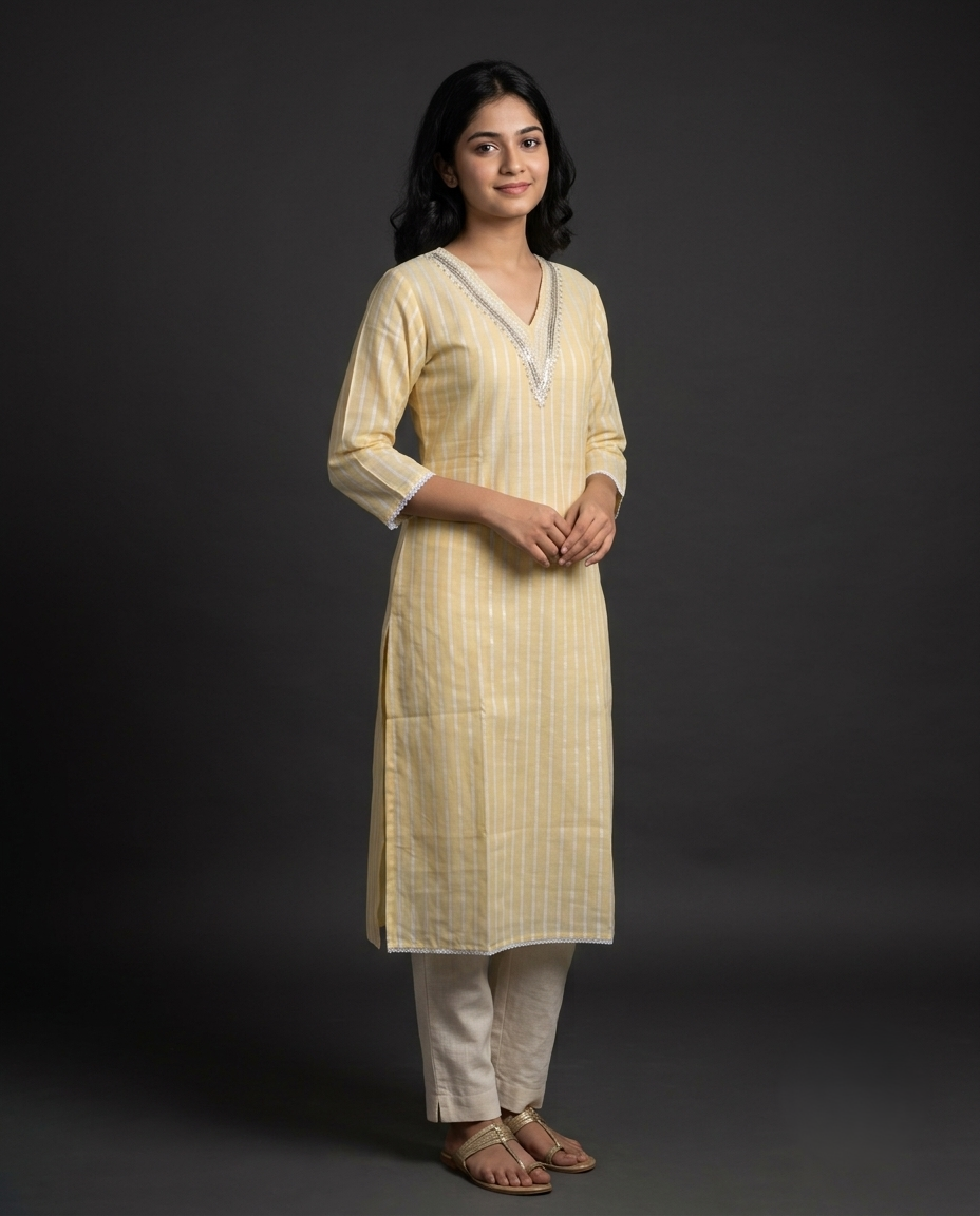 stripe embroidered cotton kurti stripe embroidered cotton kurti