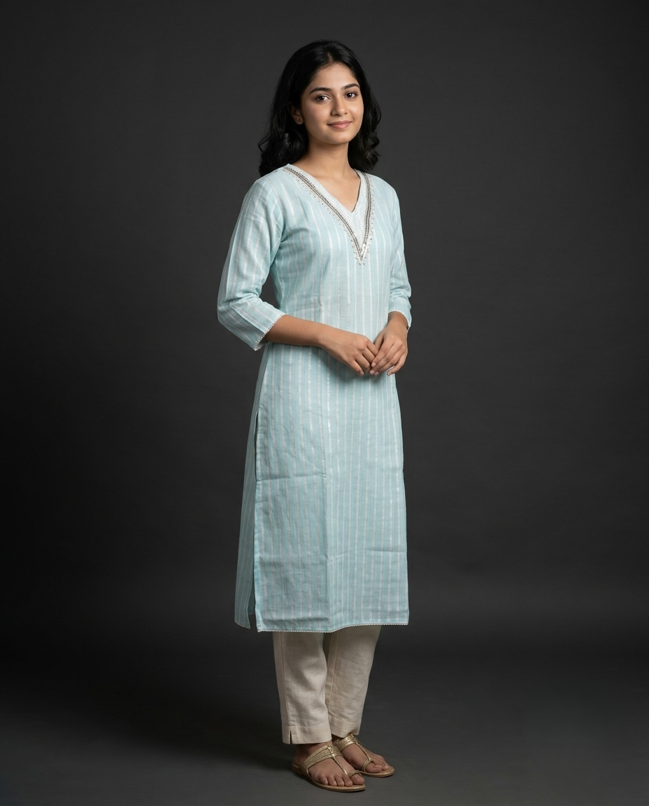 stripe embroidered cotton kurti stripe embroidered cotton kurti