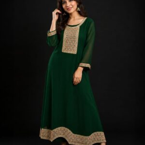 embellished georgette flared anarkali dress