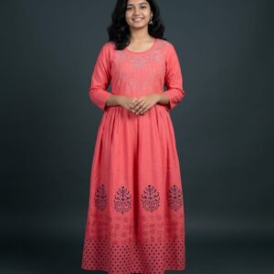embellished block printed anarkali maxi dress