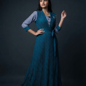 teal breeze crinkled wrap maxi